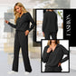 🔥Limited Time 50% OFF🔥Women’s 2‑Piece Casual Outfit Set, V‑Neck Long‑Sleeve Top & Wide‑Leg Pants Tracksuit Sweatsuit