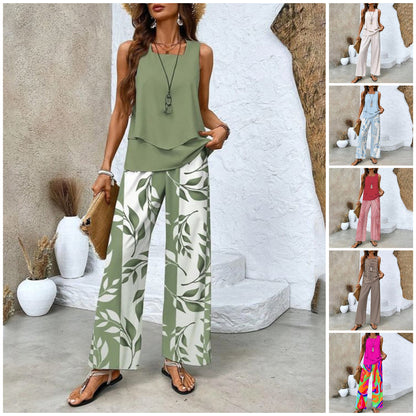 🔥Summer Hot Sale 50% OFF🌺Women’s Trendy Print 2 Piece Outfits Sleeveless Top & Pants