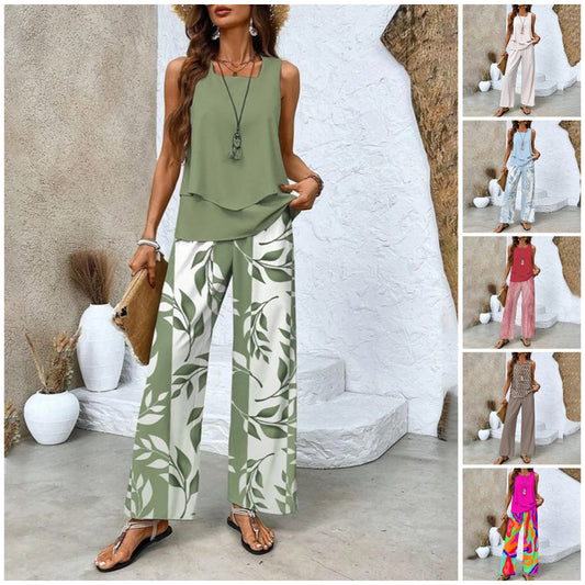 🔥Summer Hot Sale 50% OFF🌺Women’s Trendy Print 2 Piece Outfits Sleeveless Top & Pants