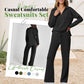 🔥Limited Time 50% OFF🔥Women’s 2‑Piece Casual Outfit Set, V‑Neck Long‑Sleeve Top & Wide‑Leg Pants Tracksuit Sweatsuit