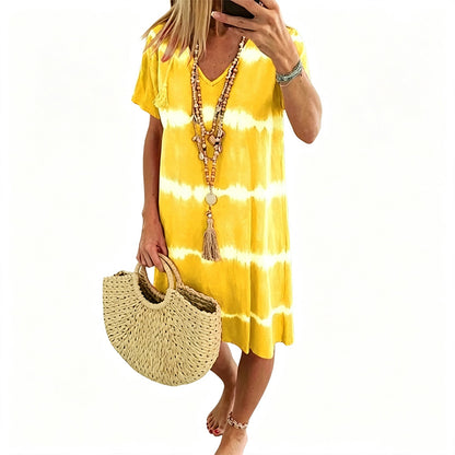 🌺Summer Hot Sale 60% OFF💐Tie-dye Striped Short-sleeved Loose T-shirt Dress