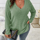 ⏳Limited-Time 50% OFF!!🔥Women’s Plus‑Size V‑Neck Pullover Top — Soft Brushed Ribbed‑Knit | Loose Curve‑Flattering Fit