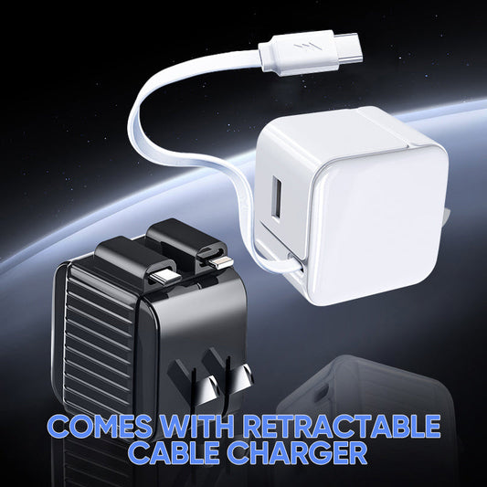 20W PD Fast USB Charger Block with Retractable Type-C Cable