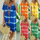 🌺Summer Hot Sale 60% OFF💐Tie-dye Striped Short-sleeved Loose T-shirt Dress