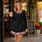 ✨🍂Autumn Hot Sale 70% OFF!!💖Women's Casual Long Sleeve Plaid Patchwork Ribbed Knit Tunic Dress, Autumn Loose Swing Dress with Pockets👗