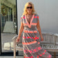 🏵️Summer Hot Sale 50% OFF💕Women's Loose V-Neck Vintage Stripe Pattern Sleeveless Dress