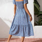🌈Summer Hot Sale 60% OFF!✨Square Neck Floral Midi Dress – Smocked Bodice, Flowy Tiered Skirt, Romantic🌸