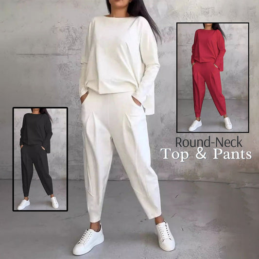 💥Limit Time 50% OFF 💕Women's 2-piece set: long-sleeved round neck top + pants🧥+👖