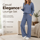 🔥Limited Time 50% OFF🔥Women’s 2‑Piece Casual Outfit Set, V‑Neck Long‑Sleeve Top & Wide‑Leg Pants Tracksuit Sweatsuit