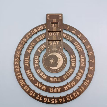 Wooden Rotating Circular Perpetual Calendar