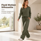 🔥Limited Time 50% OFF🔥Women’s 2‑Piece Casual Outfit Set, V‑Neck Long‑Sleeve Top & Wide‑Leg Pants Tracksuit Sweatsuit