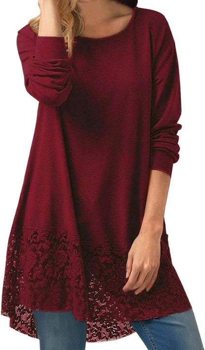🔥HOT SALE-Autumn-Style Lace Hooded T-Shirt with Long Sleeves in Plus Size