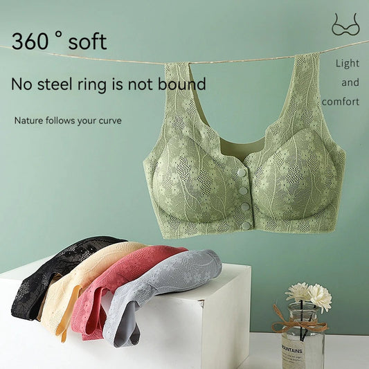 ✨Summer Specials 50% OFF✨Front Buckle Sleep Bra For Older Women