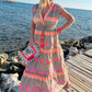 🏵️Summer Hot Sale 50% OFF💕Women's Loose V-Neck Vintage Stripe Pattern Sleeveless Dress
