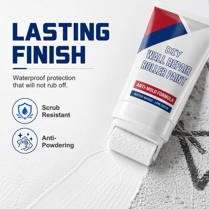 ⏳LAST DAY SALE 50% OFF !! 🧱 Wall Repair Paste with Built-in Roller, Waterproof White Wall Filler for Dents & Stains 🖌️