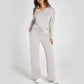 🔥Limited Time 50% OFF🔥Women’s 2‑Piece Casual Outfit Set, V‑Neck Long‑Sleeve Top & Wide‑Leg Pants Tracksuit Sweatsuit
