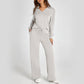 🔥Limited Time 50% OFF🔥Women’s 2‑Piece Casual Outfit Set, V‑Neck Long‑Sleeve Top & Wide‑Leg Pants Tracksuit Sweatsuit