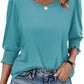 ⏰Limited Time Sale 50% OFF🏖️Women Dressy Casual 3/4 Length Sleeve Blouses with Smocked Cuffs