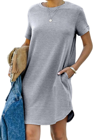 ✨Summer Hot Sale✨Women's Casual Short Sleeve T Shirt Dress Basic Dresses with Pockets