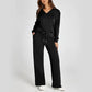 🔥Limited Time 50% OFF🔥Women’s 2‑Piece Casual Outfit Set, V‑Neck Long‑Sleeve Top & Wide‑Leg Pants Tracksuit Sweatsuit
