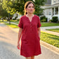 🌺Summer Hot Sale 50% OFF💐🥳Women's V-Neck Tunic Dress – Relaxed Fit, Pockets & Breathable