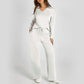 🔥Limited Time 50% OFF🔥Women’s 2‑Piece Casual Outfit Set, V‑Neck Long‑Sleeve Top & Wide‑Leg Pants Tracksuit Sweatsuit