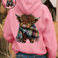 🐮 Hot Sale 50% OFF!!🎁Cute Highland Cow Print Fleece Lined Hooded Sweatshirt 🧥 Warm Cozy Winter Hoodie