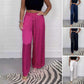 Stylish Drawstring Waist Straight Leg Smooth Loose Trousers with Pockets