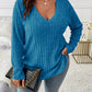 ⏳Limited-Time 50% OFF!!🔥Women’s Plus‑Size V‑Neck Pullover Top — Soft Brushed Ribbed‑Knit | Loose Curve‑Flattering Fit
