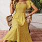 🌈Summer Hot Sale 60% OFF!✨Square Neck Floral Midi Dress – Smocked Bodice, Flowy Tiered Skirt, Romantic🌸
