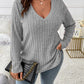 ⏳Limited-Time 50% OFF!!🔥Women’s Plus‑Size V‑Neck Pullover Top — Soft Brushed Ribbed‑Knit | Loose Curve‑Flattering Fit