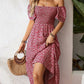 🌈Summer Hot Sale 60% OFF!✨Square Neck Floral Midi Dress – Smocked Bodice, Flowy Tiered Skirt, Romantic🌸
