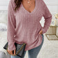 ⏳Limited-Time 50% OFF!!🔥Women’s Plus‑Size V‑Neck Pullover Top — Soft Brushed Ribbed‑Knit | Loose Curve‑Flattering Fit