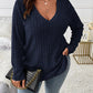 ⏳Limited-Time 50% OFF!!🔥Women’s Plus‑Size V‑Neck Pullover Top — Soft Brushed Ribbed‑Knit | Loose Curve‑Flattering Fit