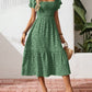 🌈Summer Hot Sale 60% OFF!✨Square Neck Floral Midi Dress – Smocked Bodice, Flowy Tiered Skirt, Romantic🌸