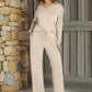 🔥Limited Time 50% OFF🔥Women’s 2‑Piece Casual Outfit Set, V‑Neck Long‑Sleeve Top & Wide‑Leg Pants Tracksuit Sweatsuit