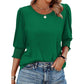 ⏰Limited Time Sale 50% OFF🏖️Women Dressy Casual 3/4 Length Sleeve Blouses with Smocked Cuffs