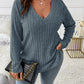 ⏳Limited-Time 50% OFF!!🔥Women’s Plus‑Size V‑Neck Pullover Top — Soft Brushed Ribbed‑Knit | Loose Curve‑Flattering Fit
