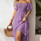 🌈Summer Hot Sale 60% OFF!✨Square Neck Floral Midi Dress – Smocked Bodice, Flowy Tiered Skirt, Romantic🌸