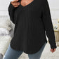 ⏳Limited-Time 50% OFF!!🔥Women’s Plus‑Size V‑Neck Pullover Top — Soft Brushed Ribbed‑Knit | Loose Curve‑Flattering Fit