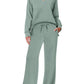 🔥Limited Time 50% OFF🔥Women’s 2‑Piece Casual Outfit Set, V‑Neck Long‑Sleeve Top & Wide‑Leg Pants Tracksuit Sweatsuit