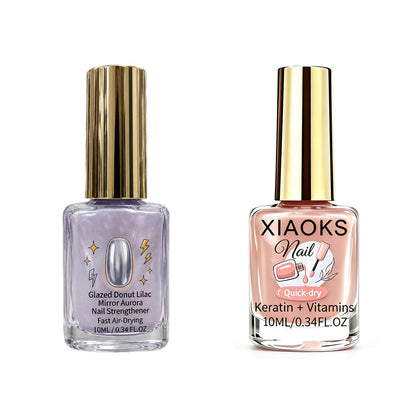 📢📢Buy 1 get 1 free !! 💅 Glossy Mirror Nail Strengthener, Keratin & Vitamins Quick‑Dry Shiny Nail Polish, Repair Damaged Nails Purple Pink Nail Care 10ML