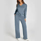🔥Limited Time 50% OFF🔥Women’s 2‑Piece Casual Outfit Set, V‑Neck Long‑Sleeve Top & Wide‑Leg Pants Tracksuit Sweatsuit