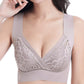 Comfort Extra Elastic Crossed Wireless Support Lace Bra for Plus Size