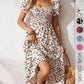 🌈Summer Hot Sale 60% OFF!✨Square Neck Floral Midi Dress – Smocked Bodice, Flowy Tiered Skirt, Romantic🌸