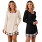✨🍂Autumn Hot Sale 70% OFF!!💖Women's Casual Long Sleeve Plaid Patchwork Ribbed Knit Tunic Dress, Autumn Loose Swing Dress with Pockets👗