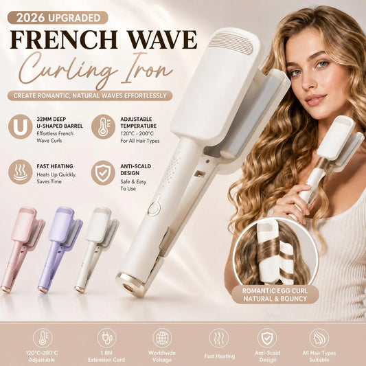✨ 💈 LIMITED-TIME 50%OFF ! 💇‍♀️ 32MM Wavy Hair Curler – Big Bouncy Curls, 4 Adjustable Heat Settings & Negative Ion Care – Salon-Quality Styling at Home