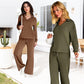 🔥Limited Time 50% OFF🔥Women’s 2‑Piece Casual Outfit Set, V‑Neck Long‑Sleeve Top & Wide‑Leg Pants Tracksuit Sweatsuit