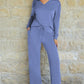🔥Limited Time 50% OFF🔥Women’s 2‑Piece Casual Outfit Set, V‑Neck Long‑Sleeve Top & Wide‑Leg Pants Tracksuit Sweatsuit
