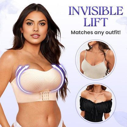 Breathable Non-Slip Strapless Front Buckle Push-Up Bra